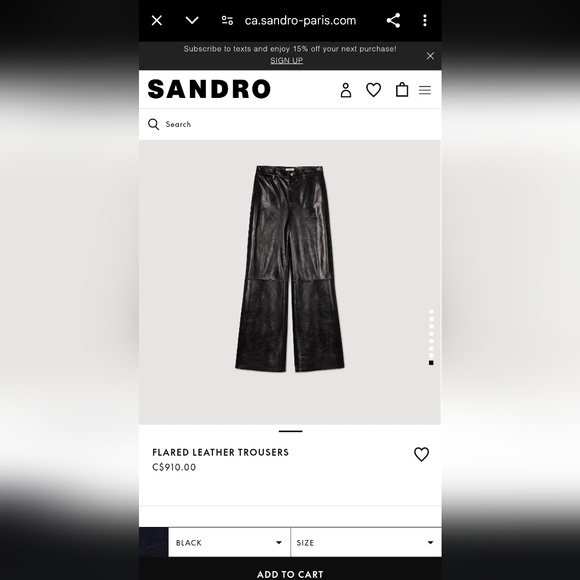 Sandro Flare Leather Trousers. Size 4 - Picture 3 of 13